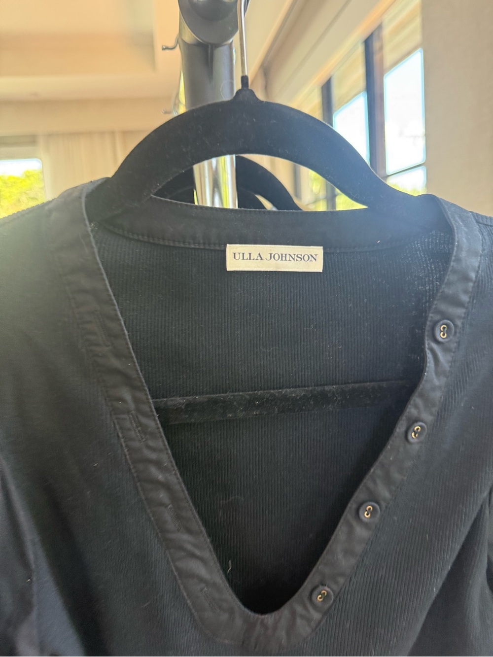 Ulla Johnson Black V-Neck Pia Top - Picture 2 of 3
